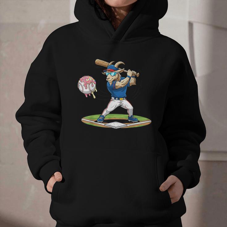 Goat Baseball Player With Bat And Ball Drip Animal Sports Graphic Youth Hoodie Goat Baseball Player With Bat And Ball Drip Animal Sports Graphic Youth Hoodie