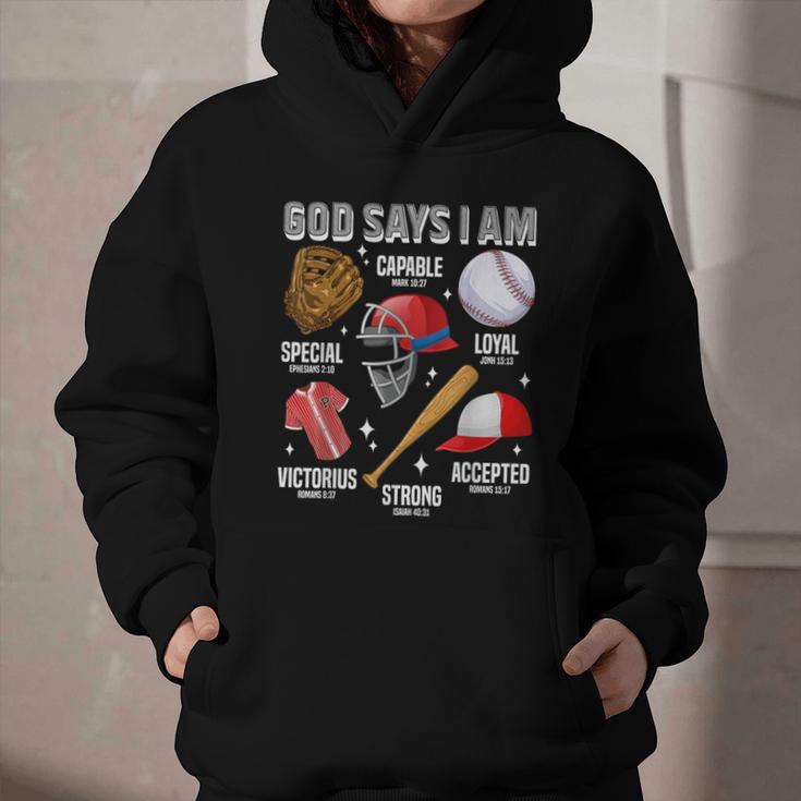 God Says I Am Baseball Player Catcher Pitcher Boys Men Graphic Youth Hoodie