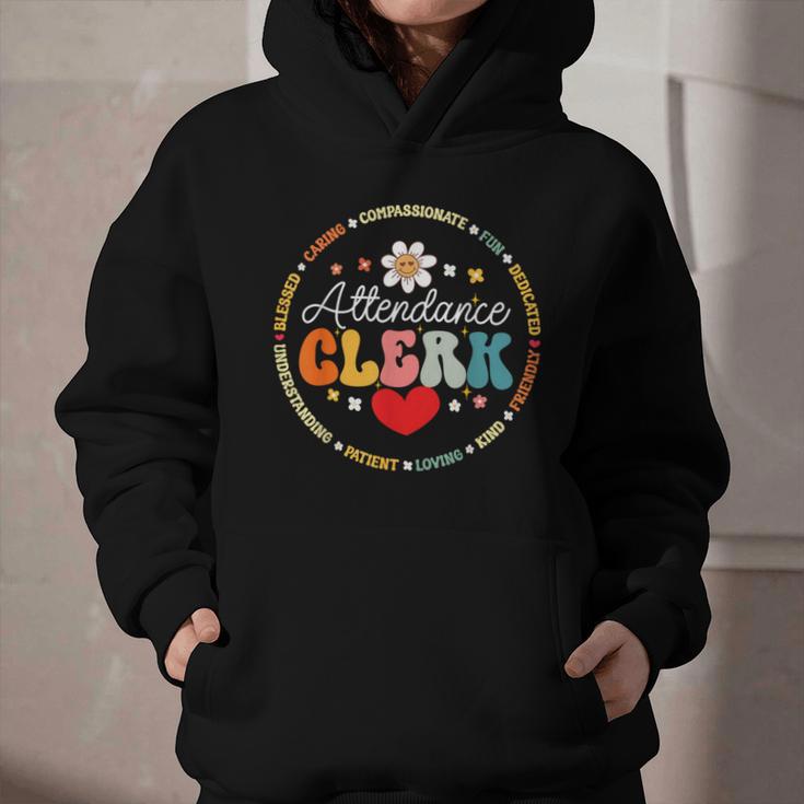 Groovy Attendance Clerk Back To School Appreciation Week Graphic Youth Hoodie Groovy Attendance Clerk Back To School Appreciation Week Graphic Youth Hoodie