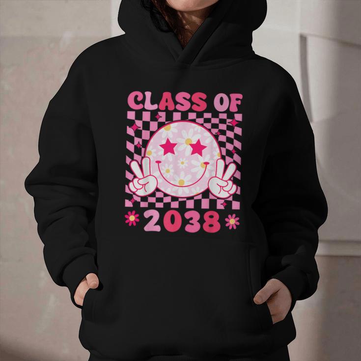 Groovy Class Of 2038 Grow With Me Smile Face Back To School Graphic Youth Hoodie