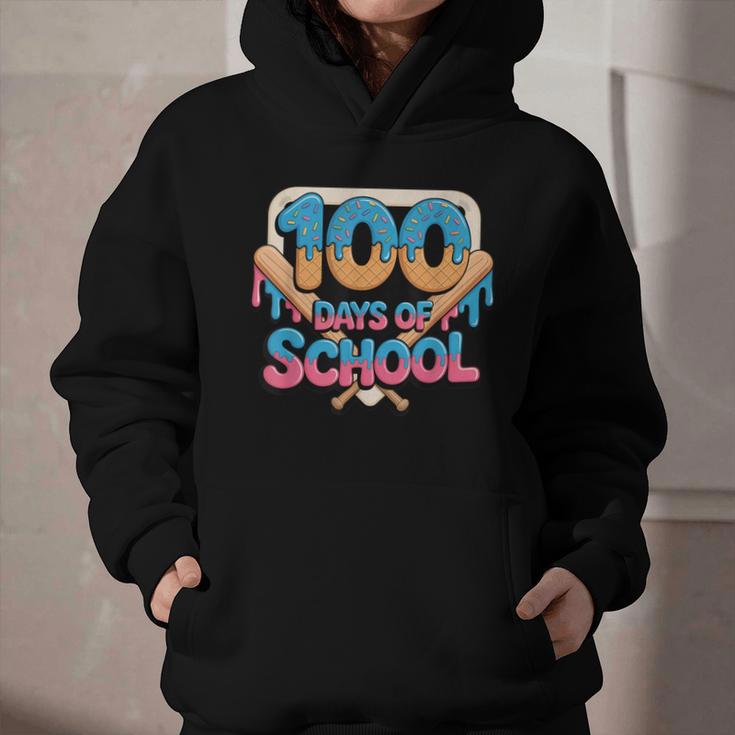 Happy 100 Days Of School Baseball Drip For Kids Teachers Graphic Youth Hoodie Happy 100 Days Of School Baseball Drip For Kids Teachers Graphic Youth Hoodie