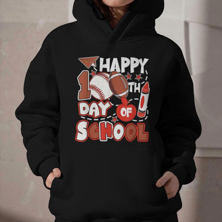 Happy 100 Days Of School Baseball Football PE Teacher Graphic Youth Hoodie Happy 100 Days Of School Baseball Football PE Teacher Graphic Youth Hoodie