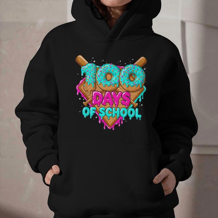Happy 100 Days Of School Costume Baseball Drip Ice Cream Graphic Youth Hoodie Happy 100 Days Of School Costume Baseball Drip Ice Cream Graphic Youth Hoodie