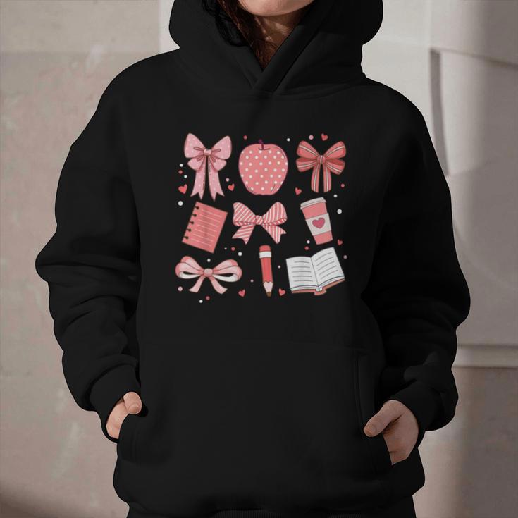 Happy Back To School 1st Day Toddler Girl Boho Coquette Bows Graphic Youth Hoodie Happy Back To School 1st Day Toddler Girl Boho Coquette Bows Graphic Youth Hoodie