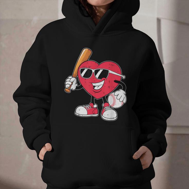 Heart Play Baseball Valentine's Day Teens Boys Girls Kids Graphic Youth Hoodie