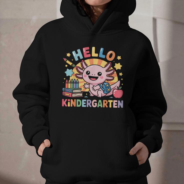 Hello Kindergarten Axolotl Back To School For Kids Graphic Youth Hoodie Hello Kindergarten Axolotl Back To School For Kids Graphic Youth Hoodie