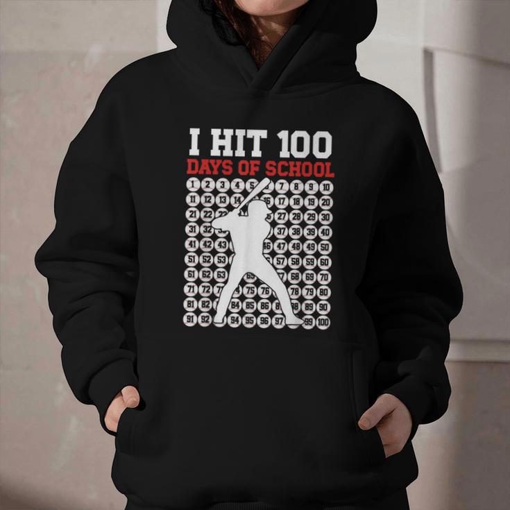 I Hit 100 Days Of School Baseball 100 Day Of School Graphic Youth Hoodie