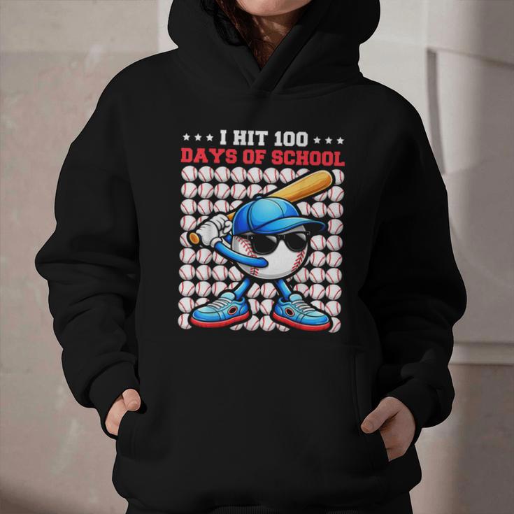 I Hit 100 Days Of School Baseball Player Kids Boys Son Graphic Youth Hoodie