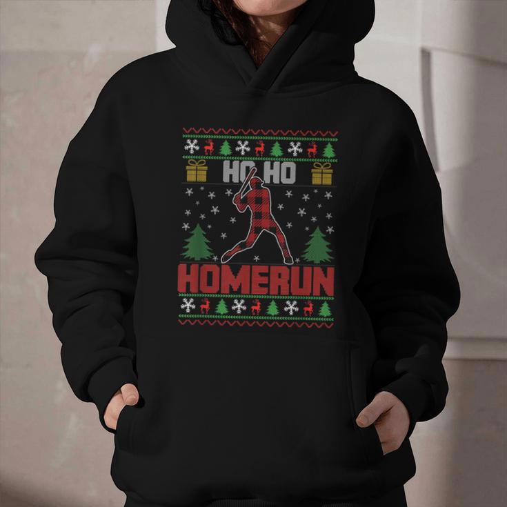 Ho Ho Homerun Xmas Sports Player Baseball Ugly Christmas Graphic Youth Hoodie Ho Ho Homerun Xmas Sports Player Baseball Ugly Christmas Graphic Youth Hoodie