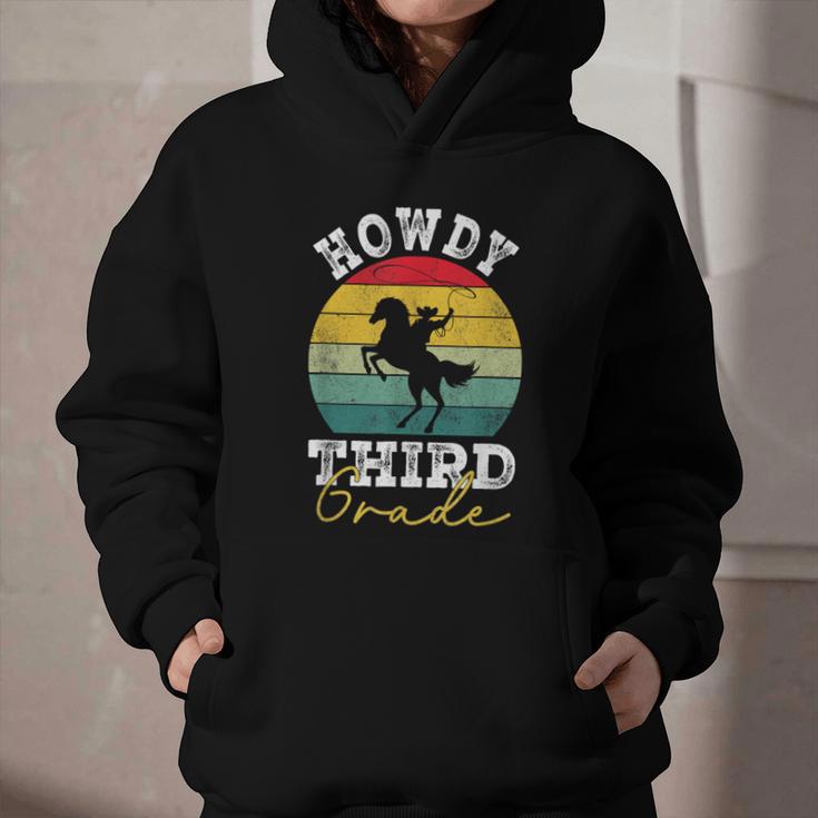 Howdy 3rd Grade Cowboy Western Back To School Third Grade Graphic Youth Hoodie