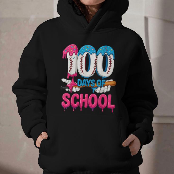 HUGvyn 100 Days Of School Baseball Ice Cream Teacher Student Graphic Youth Hoodie