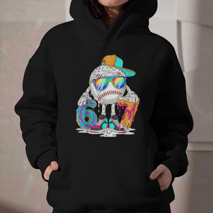 HUGvyn 6 7 Baseball Number Kid Drip Ice Cream Six Seven Meme Graphic Youth Hoodie