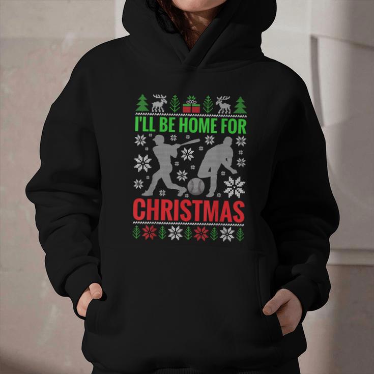 I'Ll Be Home For Christmas Baseball Xmas Graphic Youth Hoodie