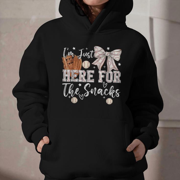 I'm Just Here For The Snacks Baseball Coquette Game Day Girl Graphic Youth Hoodie I'm Just Here For The Snacks Baseball Coquette Game Day Girl Graphic Youth Hoodie