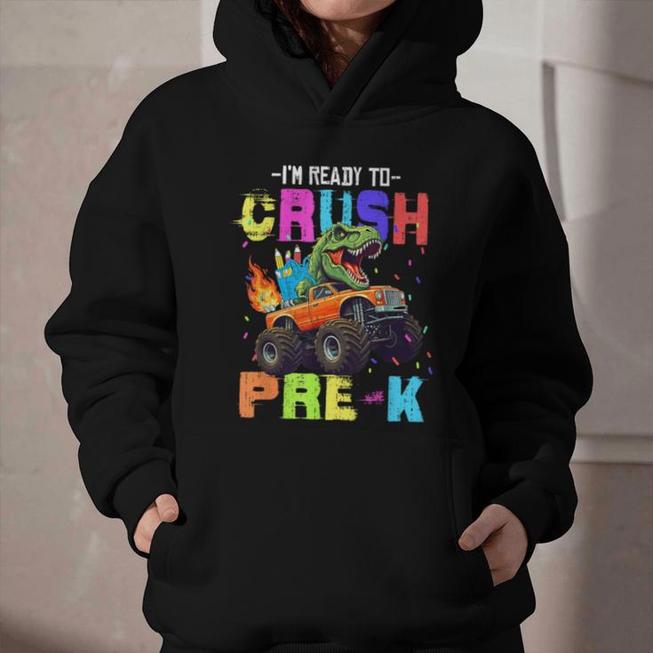 I'm Ready To Crush Pre-k Dinosaur Truck Back To School Boys Graphic Youth Hoodie