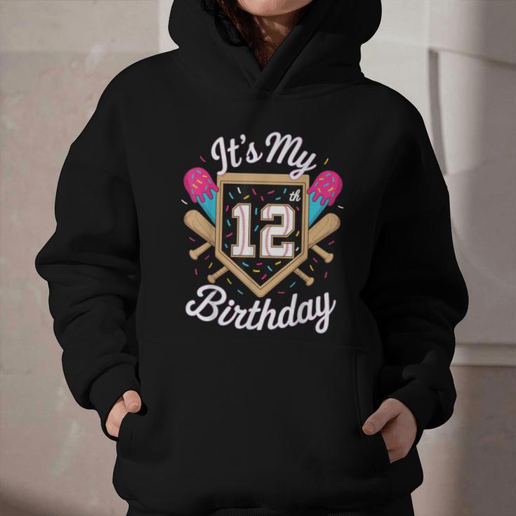 It's My 12th Birthday Baseball Fan Celebration Graphic Youth Hoodie