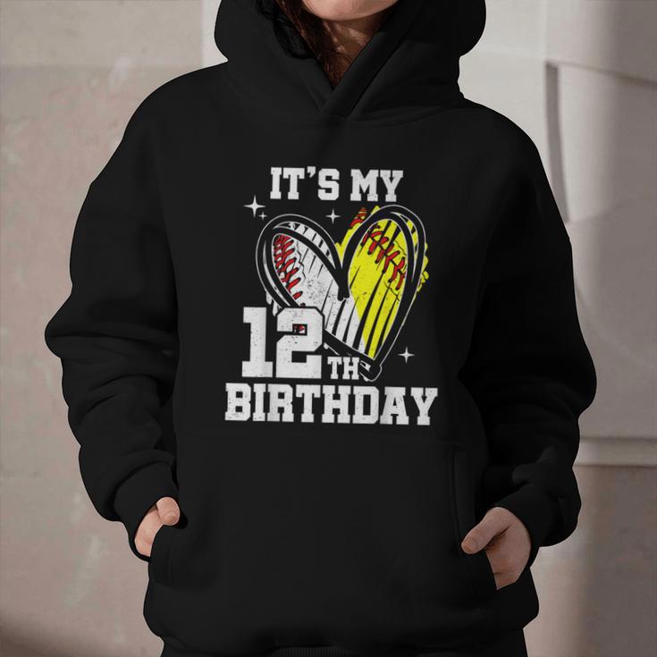 It's My 12th Birthday Baseball Softball Heart 12 Year Old Graphic Youth Hoodie It's My 12th Birthday Baseball Softball Heart 12 Year Old Graphic Youth Hoodie