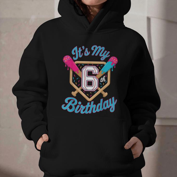 It's My 6th Birthday Baseball Fan Fun Party Celebration Graphic Youth Hoodie