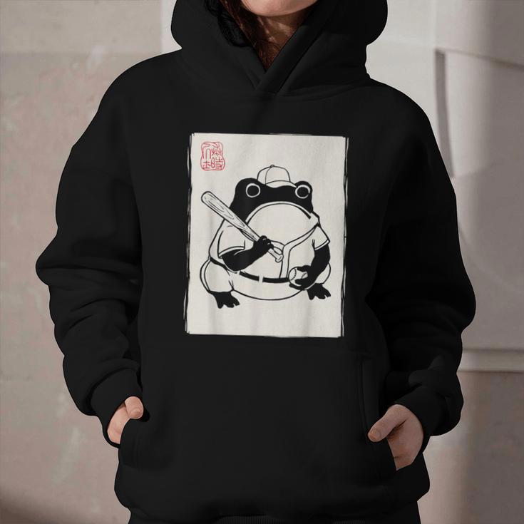 Japanese Grumpy Frog Baseball Player Baseball Graphic Youth Hoodie