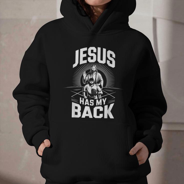 Jesus Has My Back Baseball Faith Motivation Tee Christian Graphic Youth Hoodie