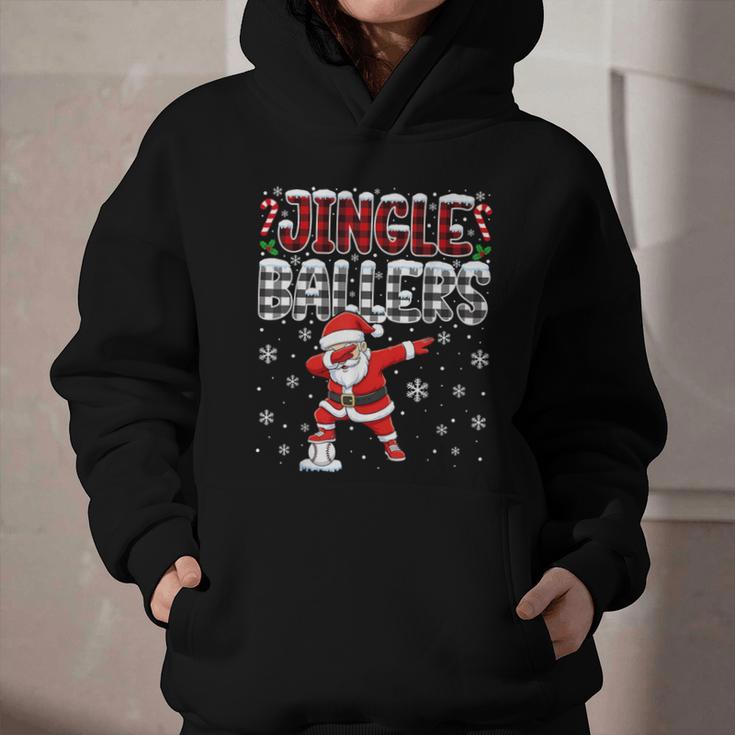 Jingle Ballers Plaid Santa Dabbing Baseball Christmas Graphic Youth Hoodie Jingle Ballers Plaid Santa Dabbing Baseball Christmas Graphic Youth Hoodie