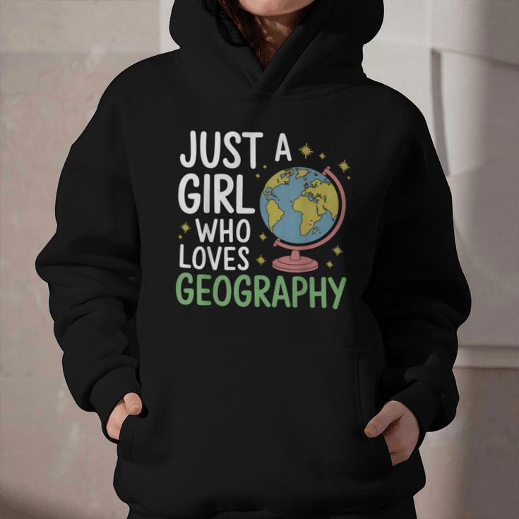 Just a Girl Who Loves Geography Back To School Kids Girls Graphic Youth Hoodie