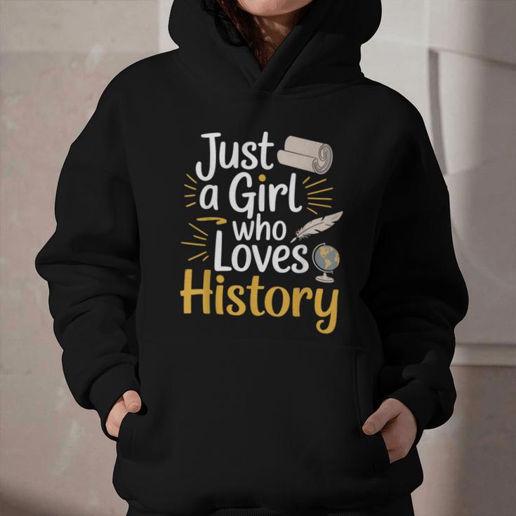 Just a Girl Who Loves History Cute Back To School Kids Girls Graphic Youth Hoodie