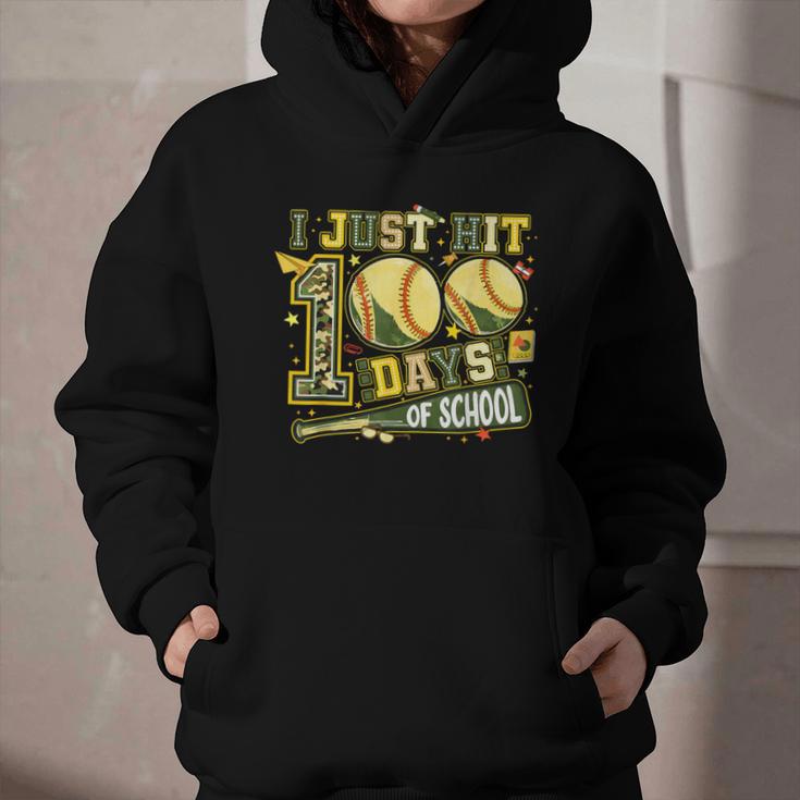I Just Hit 100 Days Of School Baseball Teacher Boy Girl Kid Graphic Youth Hoodie