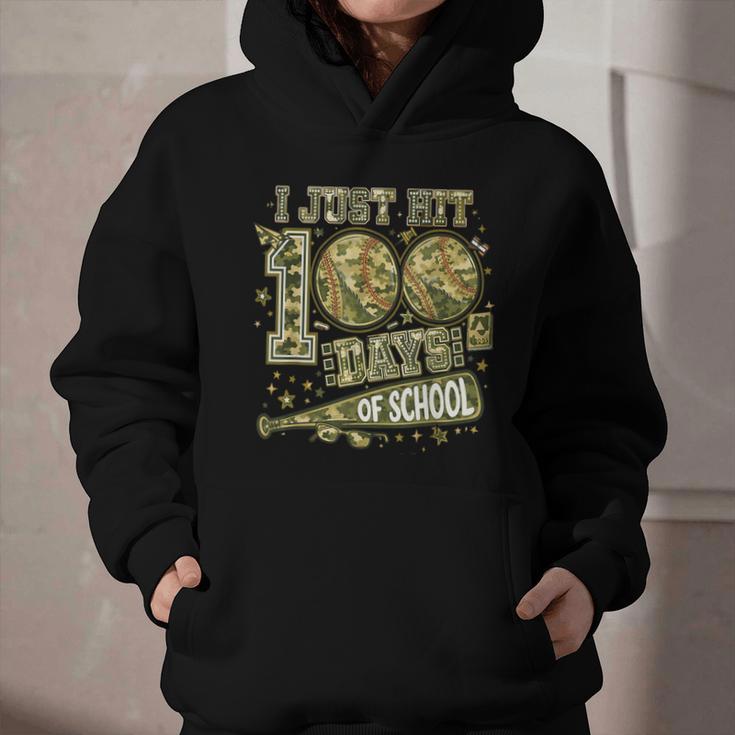 I Just Hit 100 Days Of School Camouflage Baseball Graphic Youth Hoodie I Just Hit 100 Days Of School Camouflage Baseball Graphic Youth Hoodie