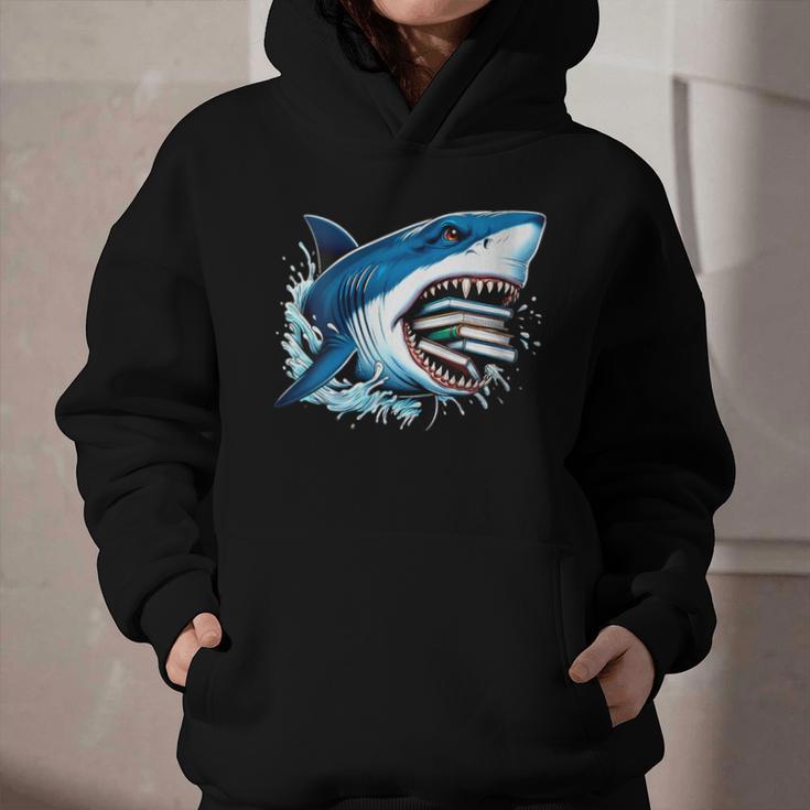 Kids Shark With School Books Back To School Shark Lovers Graphic Youth Hoodie Kids Shark With School Books Back To School Shark Lovers Graphic Youth Hoodie