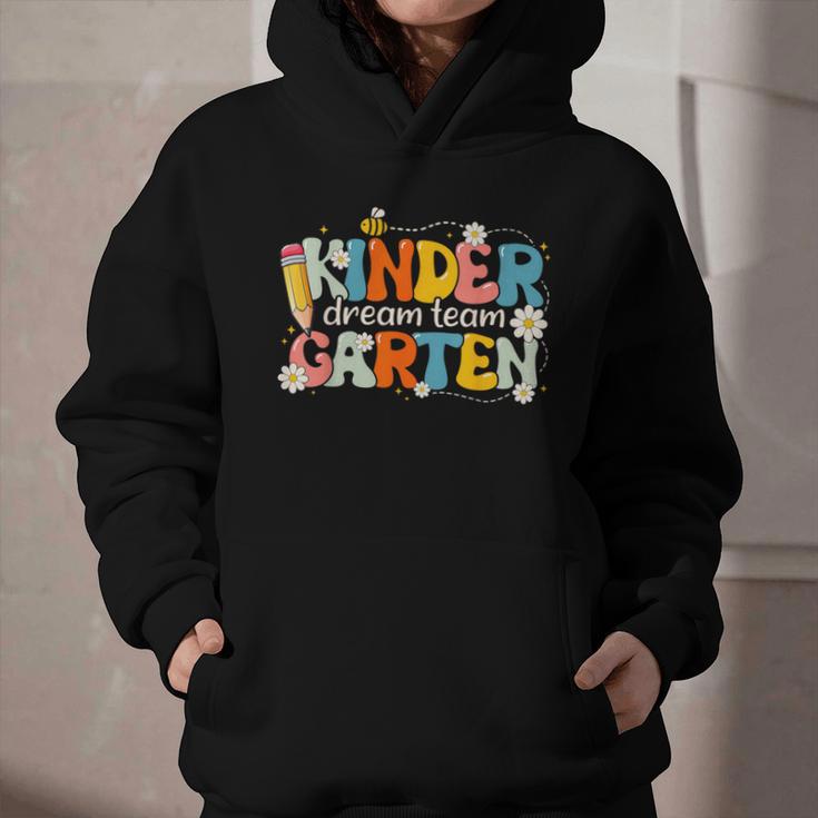Kindergarten Dream Team Groovy Retro Children Back To School Graphic Youth Hoodie Kindergarten Dream Team Groovy Retro Children Back To School Graphic Youth Hoodie