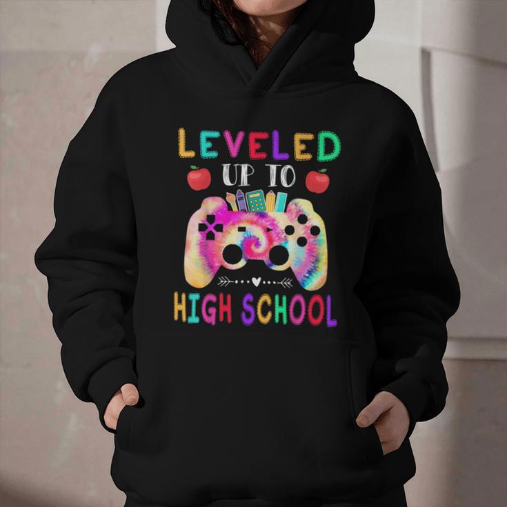 Leveled Up To High School Gaming Fun Back To School Tie Dye Graphic Youth Hoodie