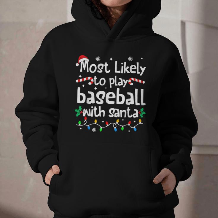 Most Likely To Play Baseball With Santa Christmas Matching Graphic Youth Hoodie