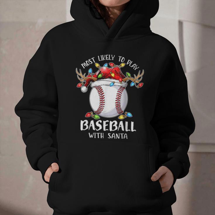 Most Likely To Play Baseball With Santa Christmas Xmas Graphic Youth Hoodie Most Likely To Play Baseball With Santa Christmas Xmas Graphic Youth Hoodie