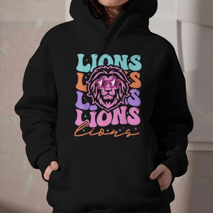 Lion Mascot Back To School Spirit Sports Men Women Groovy Graphic Youth Hoodie Lion Mascot Back To School Spirit Sports Men Women Groovy Graphic Youth Hoodie