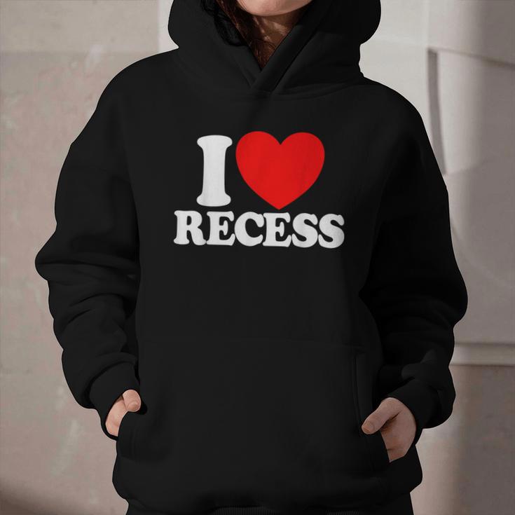 I Love Recess Red Heart Back To School Kids Recess Graphic Youth Hoodie