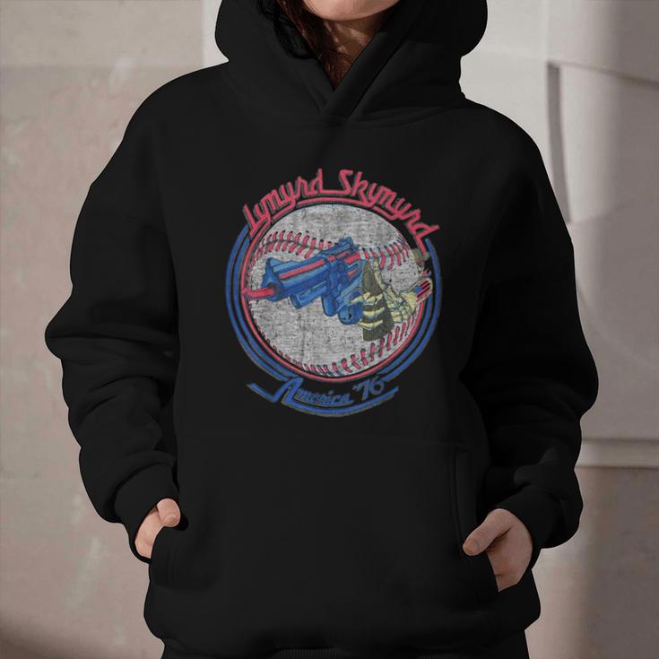 Lynyrd Skynyrd Skeleton Baseball Gun US Flag Cowboy Rock Fan Graphic Youth Hoodie