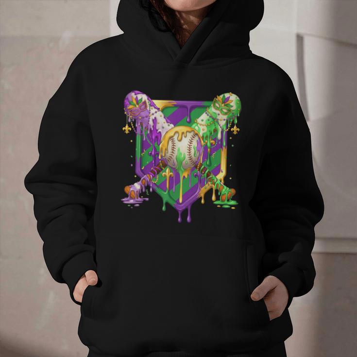Mardi Gras Ice Cream Drip Baseball Sports For Men Women Kids Graphic Youth Hoodie