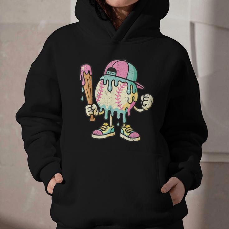 Melted Ice-Cream Baseball Mascot Pastel Pop Graphic Youth Hoodie Melted Ice-Cream Baseball Mascot Pastel Pop Graphic Youth Hoodie