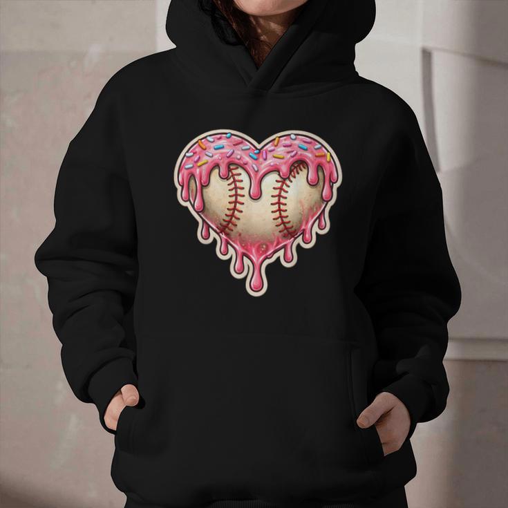 Melting Baseball Drip Heart Softball Player Lover Ice Cream Graphic Youth Hoodie