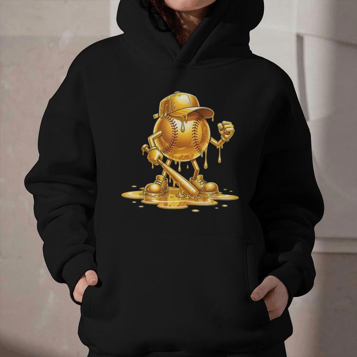 Melting Baseball Mascot Slugger Bat Cap Cartoon Graphic Youth Hoodie