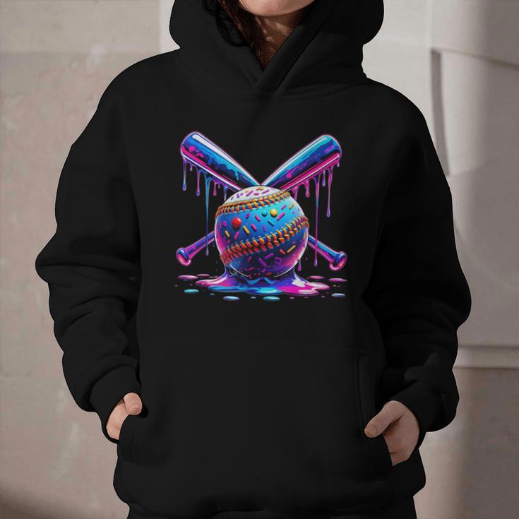Neon Dripping Baseball And Bats Colorful Sports Art Graphic Youth Hoodie Neon Dripping Baseball And Bats Colorful Sports Art Graphic Youth Hoodie