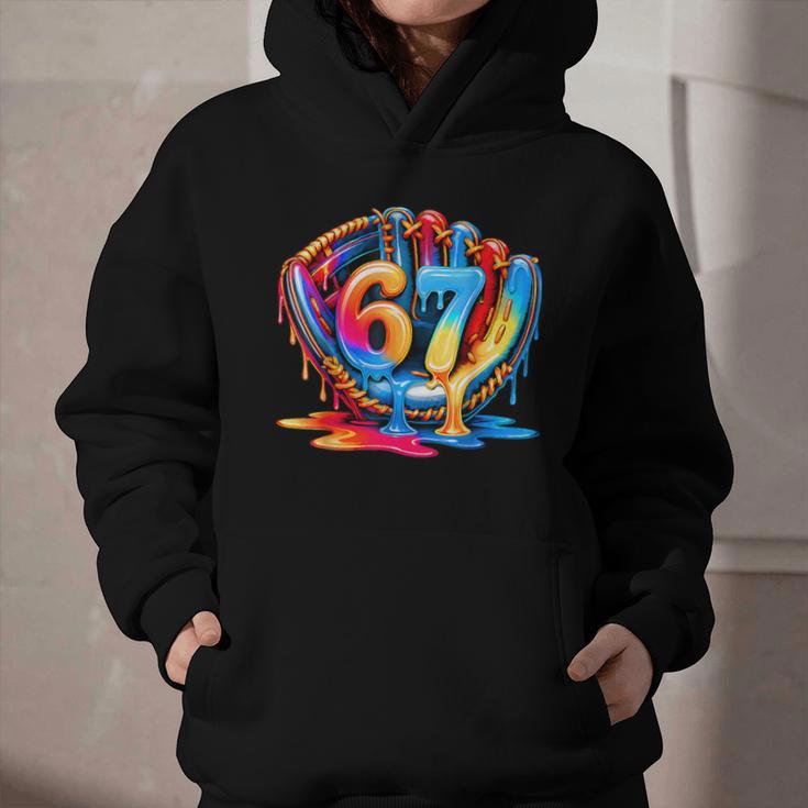 Number 67 Baseball Glove Ice Cream Drip Six Seven Meme Graphic Youth Hoodie Number 67 Baseball Glove Ice Cream Drip Six Seven Meme Graphic Youth Hoodie