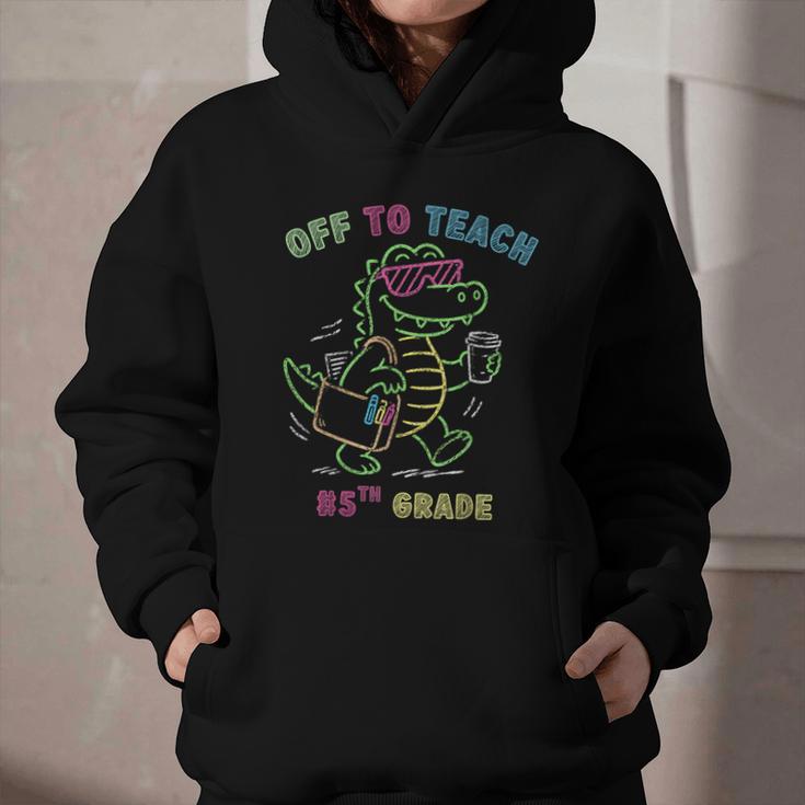 Off To Teach Fifth Grade Alligator Back To School Graphic Youth Hoodie