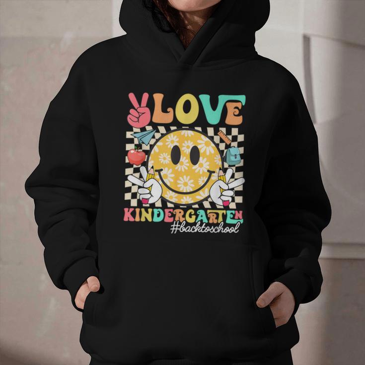 Peace Love Kindergarten Smile Face Back To School Girls Kids Graphic Youth Hoodie Peace Love Kindergarten Smile Face Back To School Girls Kids Graphic Youth Hoodie