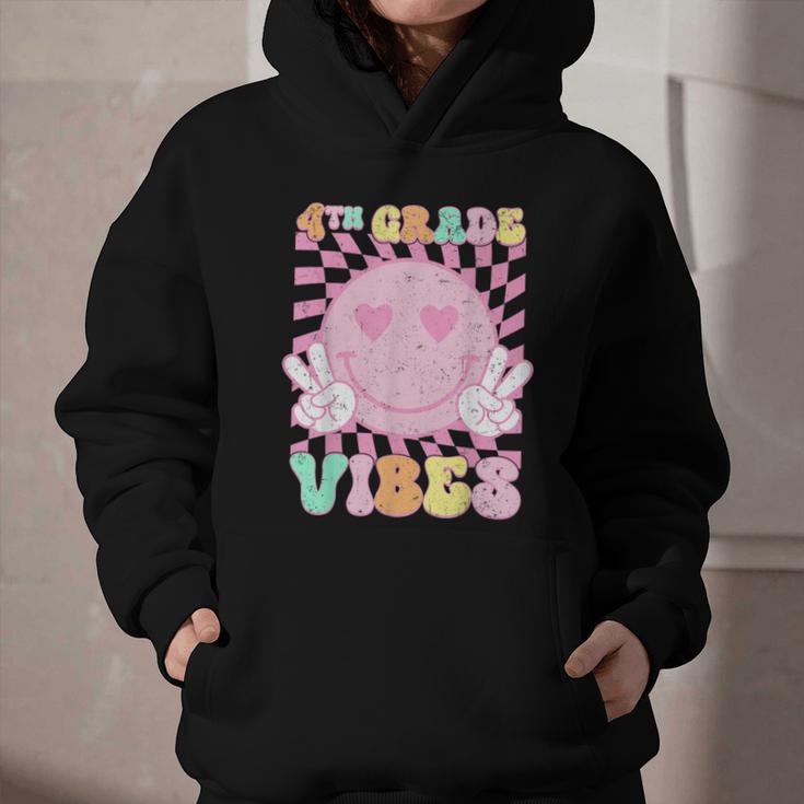 Pink 4th Grade Vibes Smile Face Back To School Fourth Grade Graphic Youth Hoodie Pink 4th Grade Vibes Smile Face Back To School Fourth Grade Graphic Youth Hoodie