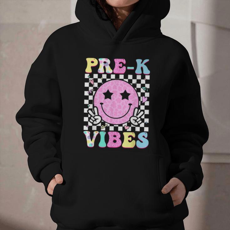 Pre-K Vibes Groovy Back To School PreK Preschool Girls Kids Graphic Youth Hoodie