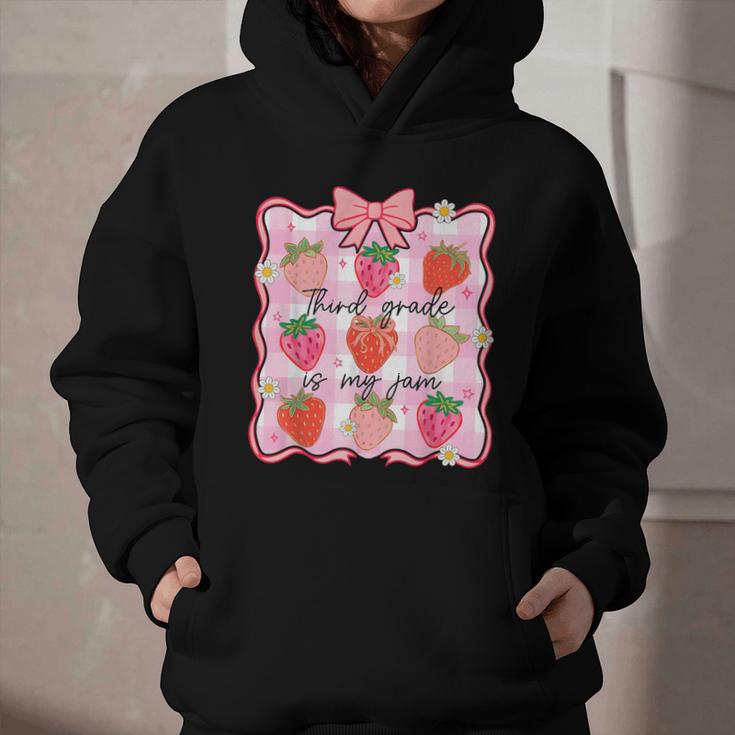 Preppy Back To School 3rd Grade Is My Jam Strawberry Bow Graphic Youth Hoodie Preppy Back To School 3rd Grade Is My Jam Strawberry Bow Graphic Youth Hoodie