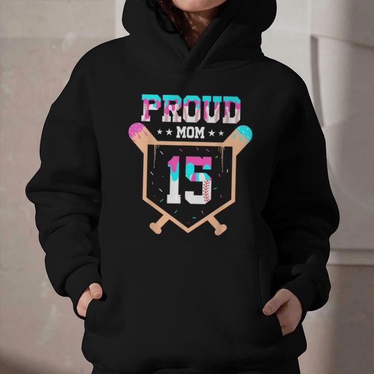 Proud Mom Baseball Player Number 15 Ice Cream Drip Graphic Youth Hoodie