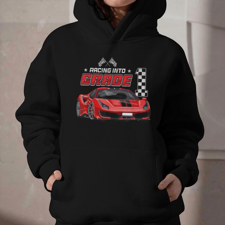 Racing Into 1st Grade Race Car Back To School Boys Graphic Youth Hoodie Racing Into 1st Grade Race Car Back To School Boys Graphic Youth Hoodie